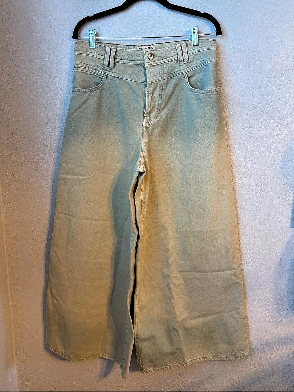 217. NWOT~ We The Free Wide Leg Pants in Green Waist 29